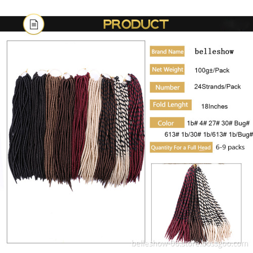 Hot sell 18 Inch hair Extension Crochet Braid  afro kinky bulk twist crochet braid hair straight faux locs